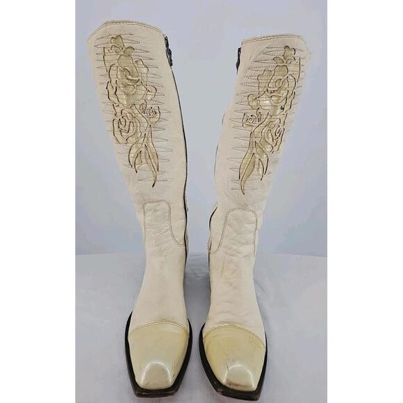 Siren by Mark Nason Women's Boot -Beige Rose Design Buckle Backs Size  7 - Picture 1 of 9